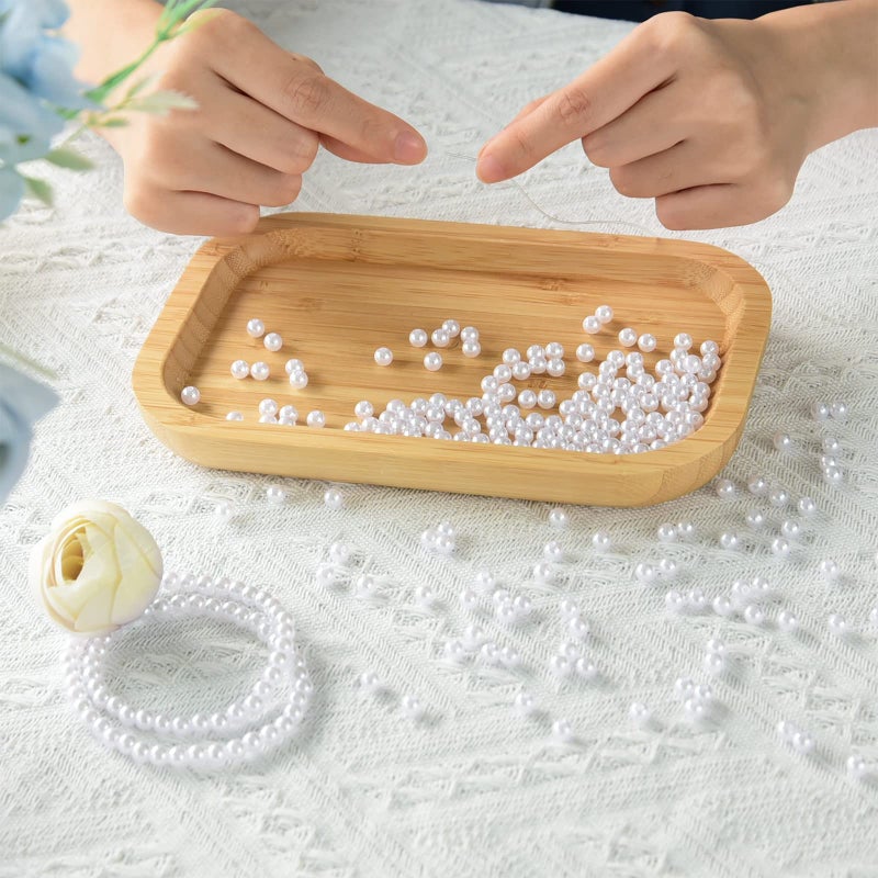 Hapeper 1000 Pack 6mm Plastic Pearl Beads  Round Artificial Pearls with Hole for DIY Craft Jewelry Making Necklace Bracelet (White) - Image 4